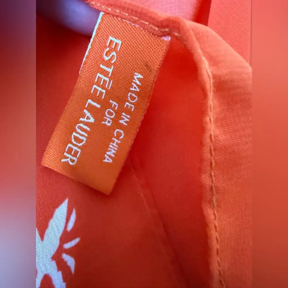 Estée‎ Lauder Orange White Floral Wrap Shawl Vintage 2005 Resortwear Beach Cover